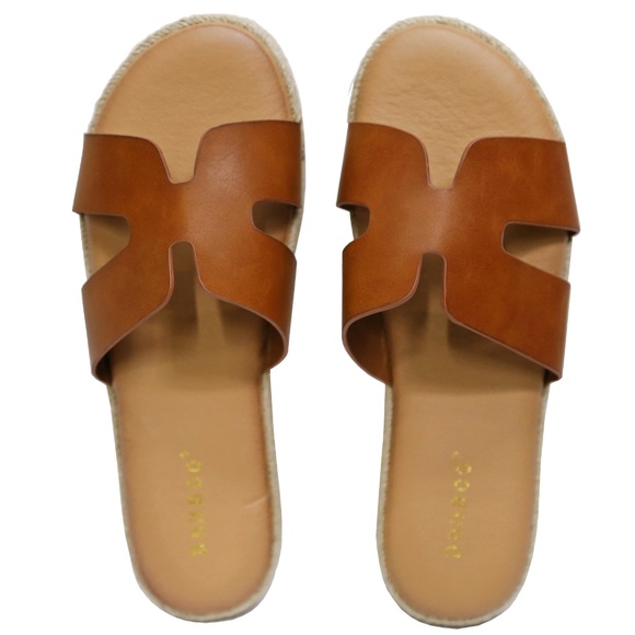 New Tan Brown Comfy Sole Sandal Slides Espadrilles - Picture 2 of 2